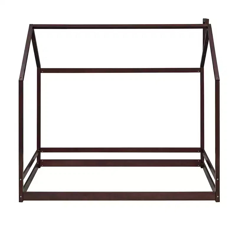 Twin Size/Full Size Platform Bed, Wooden Floor Bed, House-Shaped Bed Frame with Roof for Teens Boys Girls Bedroom Furniture (Slats Not Included)