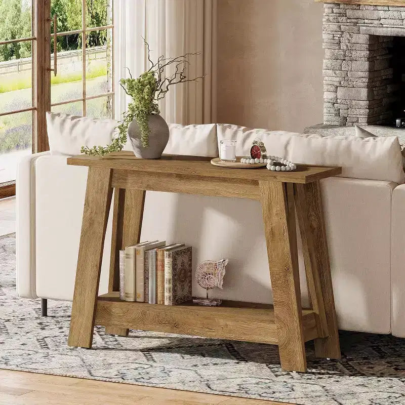 Lantine 41.3 Wood Console Table, 2-Tier Entryway Table with Storage, Sofa Table Behind Couch for Living Room, Hallway, Foyer