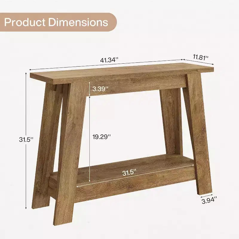 Lantine 41.3 Wood Console Table, 2-Tier Entryway Table with Storage, Sofa Table Behind Couch for Living Room, Hallway, Foyer