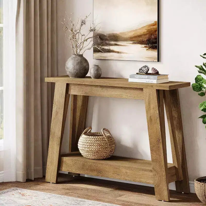 Lantine 41.3 Wood Console Table, 2-Tier Entryway Table with Storage, Sofa Table Behind Couch for Living Room, Hallway, Foyer