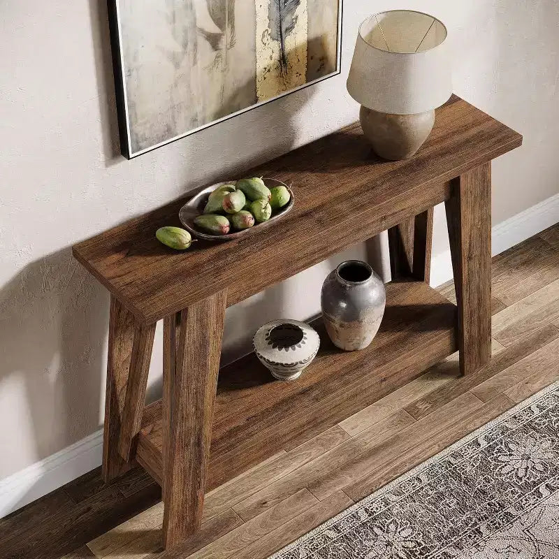 Lantine 41.3 Wood Console Table, 2-Tier Entryway Table with Storage, Sofa Table Behind Couch for Living Room, Hallway, Foyer