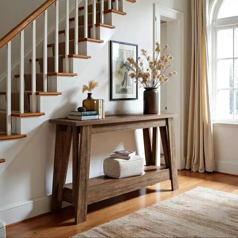 Lantine 41.3 Wood Console Table, 2-Tier Entryway Table with Storage, Sofa Table Behind Couch for Living Room, Hallway, Foyer