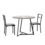 2-Person Round Dining Set - Space-Saving Table & Upholstered Chairs, Modern Kitchen Set for Small Spaces