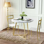 2-Person Round Dining Set - Space-Saving Table & Upholstered Chairs, Modern Kitchen Set for Small Spaces