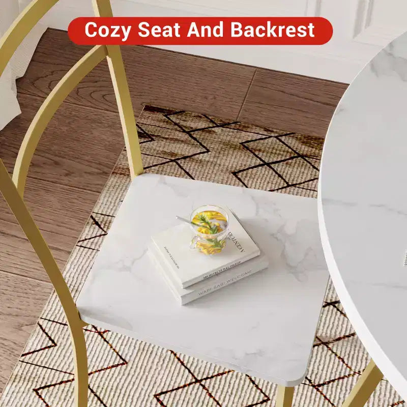 2-Person Round Dining Set - Space-Saving Table & Upholstered Chairs, Modern Kitchen Set for Small Spaces