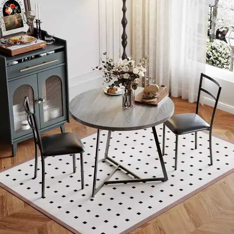 2-Person Round Dining Set - Space-Saving Table & Upholstered Chairs, Modern Kitchen Set for Small Spaces