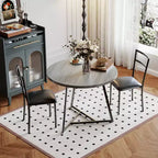 2-Person Round Dining Set - Space-Saving Table & Upholstered Chairs, Modern Kitchen Set for Small Spaces