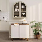 Small Arched Wall Cabinet with Glass Doors, 24 Wall-Mounted Storage Cabinet with Adjustable Shelf, for Kitchen, Bathroom, Laundry Room