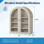 Small Arched Wall Cabinet with Glass Doors, 24 Wall-Mounted Storage Cabinet with Adjustable Shelf, for Kitchen, Bathroom, Laundry Room