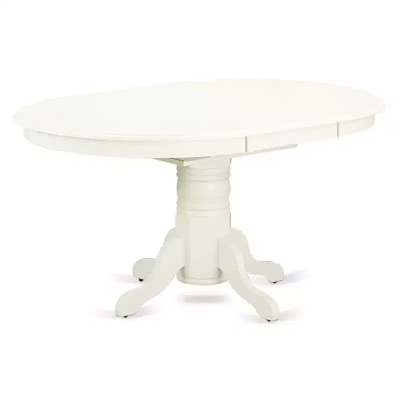 HomeStock Belmont 5 Pc Dining set with a Kitchen Table and 4 Wood Seat Kitchen Chairs in Linen White