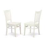 HomeStock Belmont 5 Pc Dining set with a Kitchen Table and 4 Wood Seat Kitchen Chairs in Linen White