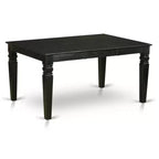 HomeStock Belmont 5Pc Rectangle 42/60 Inch Table With 18 In Self Storing Butterfly Leaf And Four Wood Seat Dining Chairs, Black