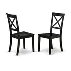 HomeStock Belmont 5Pc Rectangle 42/60 Inch Table With 18 In Self Storing Butterfly Leaf And Four Wood Seat Dining Chairs, Black
