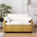 Modern Oversized Chenille Sofa Chair with Color Blocking and Pillows, 50*43 Inch