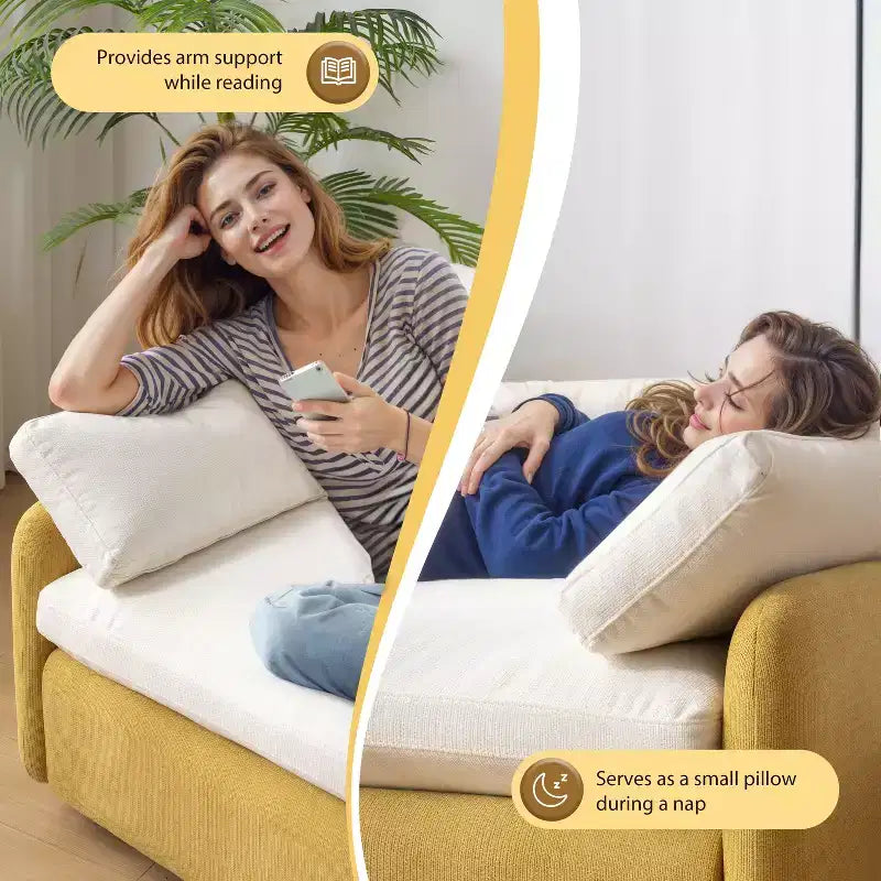 Modern Oversized Chenille Sofa Chair with Color Blocking and Pillows, 50*43 Inch