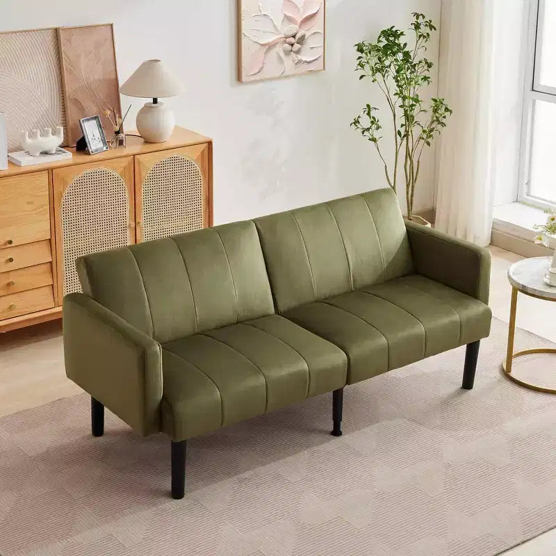 Sofa Bed Futon - 2 Seater 3-Position Adjustable Convertible Settee, 700lb Capacity, Linen Fabric, Space-Saving for Apartments