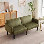 Sofa Bed Futon - 2 Seater 3-Position Adjustable Convertible Settee, 700lb Capacity, Linen Fabric, Space-Saving for Apartments