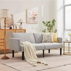 Sofa Bed Futon - 2 Seater 3-Position Adjustable Convertible Settee, 700lb Capacity, Linen Fabric, Space-Saving for Apartments