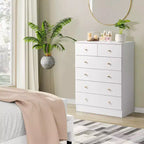 Karl Home 6-Drawer White Particle Board 25.98in. W Chest of Drawer