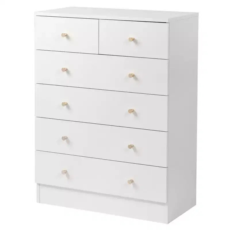 Karl Home 6-Drawer White Particle Board 25.98in. W Chest of Drawer