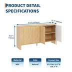 58 Modern Sideboard Buffet Cabinet with Fluted 4 Doors and Adjustable Shelves, Credenza Coffee Bar TV Console Cabibet