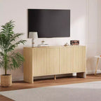 58 Modern Sideboard Buffet Cabinet with Fluted 4 Doors and Adjustable Shelves, Credenza Coffee Bar TV Console Cabibet