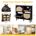 Karl Home 4 Flip Drawers Black Particle Board 41.34in. W Shoe Cabinets