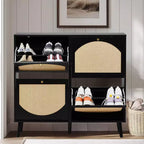 Karl Home 4 Flip Drawers Black Particle Board 41.34in. W Shoe Cabinets