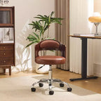 Karl Home | Ring-Shaped Wooden Back Office Chair With Foot Spikes And Wheels