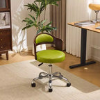 Karl Home | Ring-Shaped Wooden Back Office Chair With Foot Spikes And Wheels