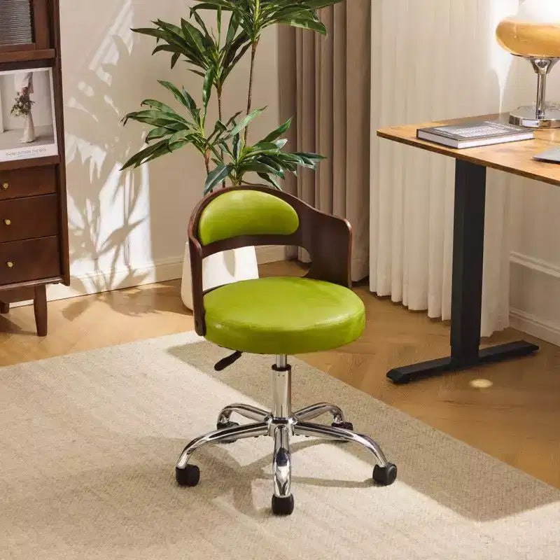 Karl Home | Ring-Shaped Wooden Back Office Chair With Foot Spikes And Wheels