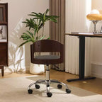 Karl Home | Ring-Shaped Wooden Back Office Chair With Foot Spikes And Wheels