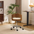 Karl Home | Ring-Shaped Wooden Back Office Chair With Foot Spikes And Wheels