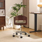 Karl Home | Ring-Shaped Wooden Back Office Chair With Foot Spikes And Wheels