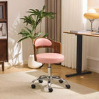 Karl Home | Ring-Shaped Wooden Back Office Chair With Foot Spikes And Wheels