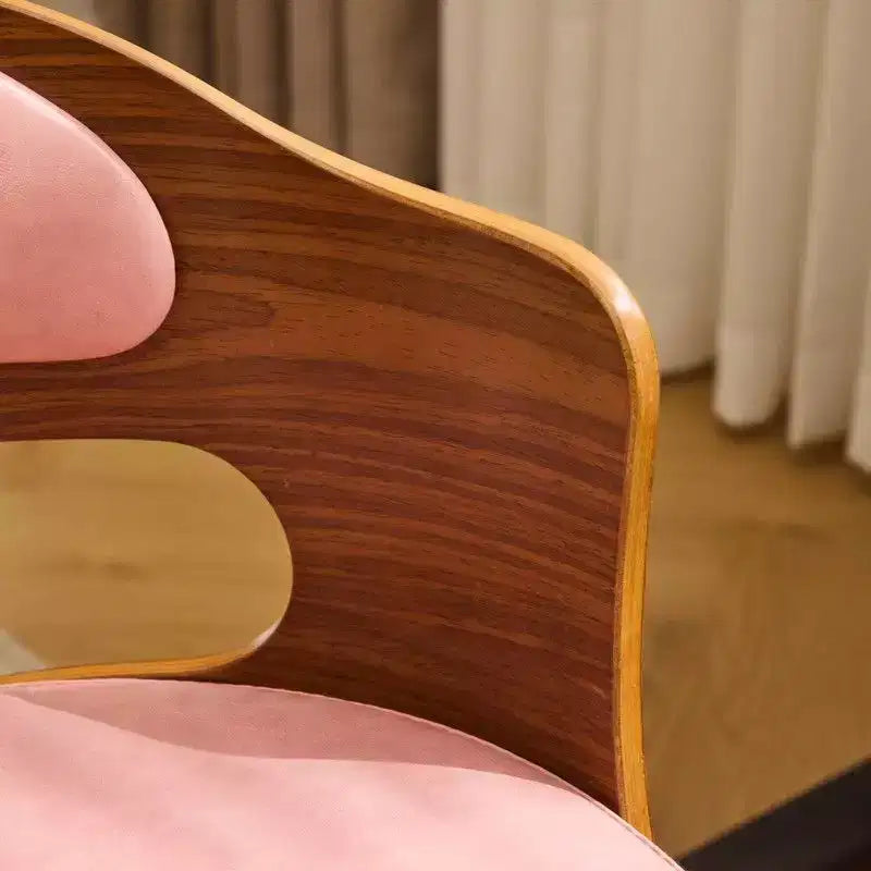 Karl Home | Ring-Shaped Wooden Back Office Chair With Foot Spikes And Wheels