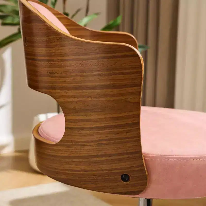 Karl Home | Ring-Shaped Wooden Back Office Chair With Foot Spikes And Wheels
