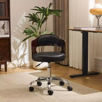 Karl Home | Ring-Shaped Wooden Back Office Chair With Foot Spikes And Wheels
