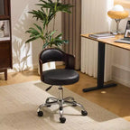 Karl Home | Ring-Shaped Wooden Back Office Chair With Foot Spikes And Wheels