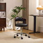 Karl Home | Ring-Shaped Wooden Back Office Chair With Foot Spikes And Wheels