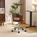 Karl Home | Ring-Shaped Wooden Back Office Chair With Foot Spikes And Wheels
