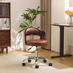 Karl Home | Ring-Shaped Wooden Back Office Chair With Foot Spikes And Wheels
