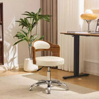 Karl Home | Ring-Shaped Wooden Back Office Chair With Foot Spikes And Wheels