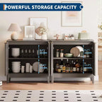 31.5 Inch Fluted Sideboard Buffet Cabinet with Doors and Adjustable Shelf, Modern Wooden Coffee Bar for Living Room Dining Room Kitchen Entryway