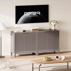 31.5 Inch Fluted Sideboard Buffet Cabinet with Doors and Adjustable Shelf, Modern Wooden Coffee Bar for Living Room Dining Room Kitchen Entryway