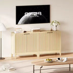 31.5 Inch Fluted Sideboard Buffet Cabinet with Doors and Adjustable Shelf, Modern Wooden Coffee Bar for Living Room Dining Room Kitchen Entryway