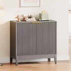 31.5 Inch Fluted Sideboard Buffet Cabinet with Doors and Adjustable Shelf, Modern Wooden Coffee Bar for Living Room Dining Room Kitchen Entryway