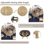 5 Piece Farmhouse Dining Table Set, Wood Round Extendable Dining Table and 4 Upholstered Chairs