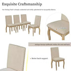 5 Piece Farmhouse Dining Table Set, Wood Round Extendable Dining Table and 4 Upholstered Chairs