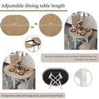 5 Piece Farmhouse Dining Table Set, Wood Round Extendable Dining Table and 4 Upholstered Chairs